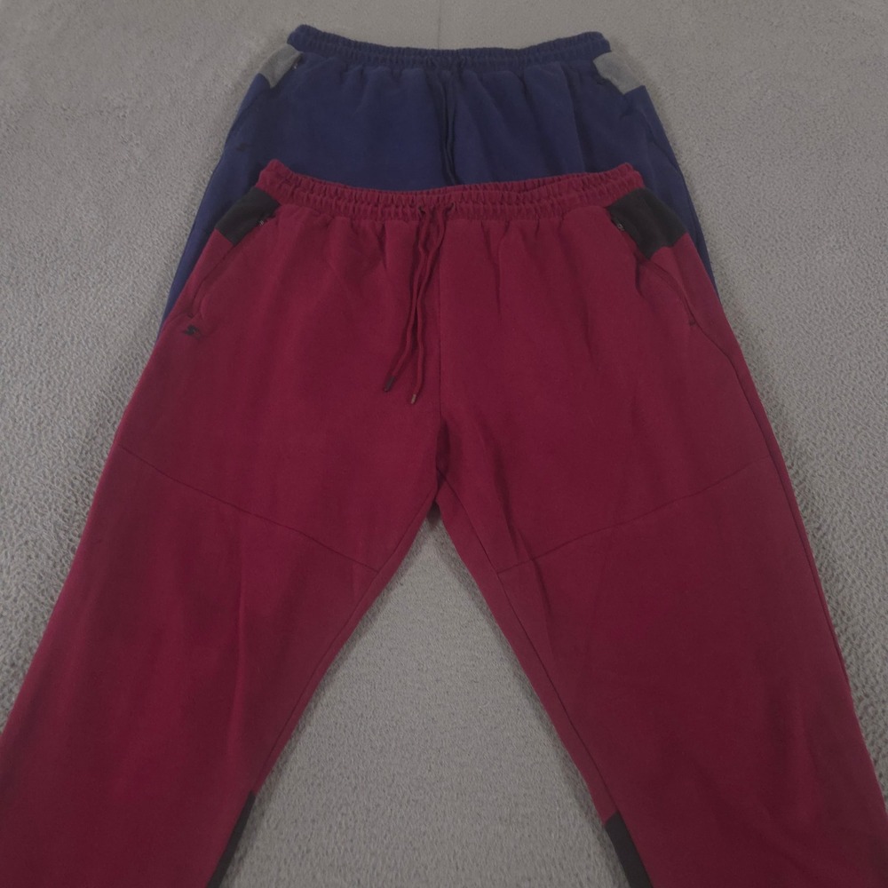 LOT OF 2 Starter Pants Mens 3XL Multi Double Knit Colorblocked Joggers Tapered